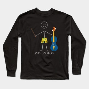 Funny Mens Cello Guy Long Sleeve T-Shirt